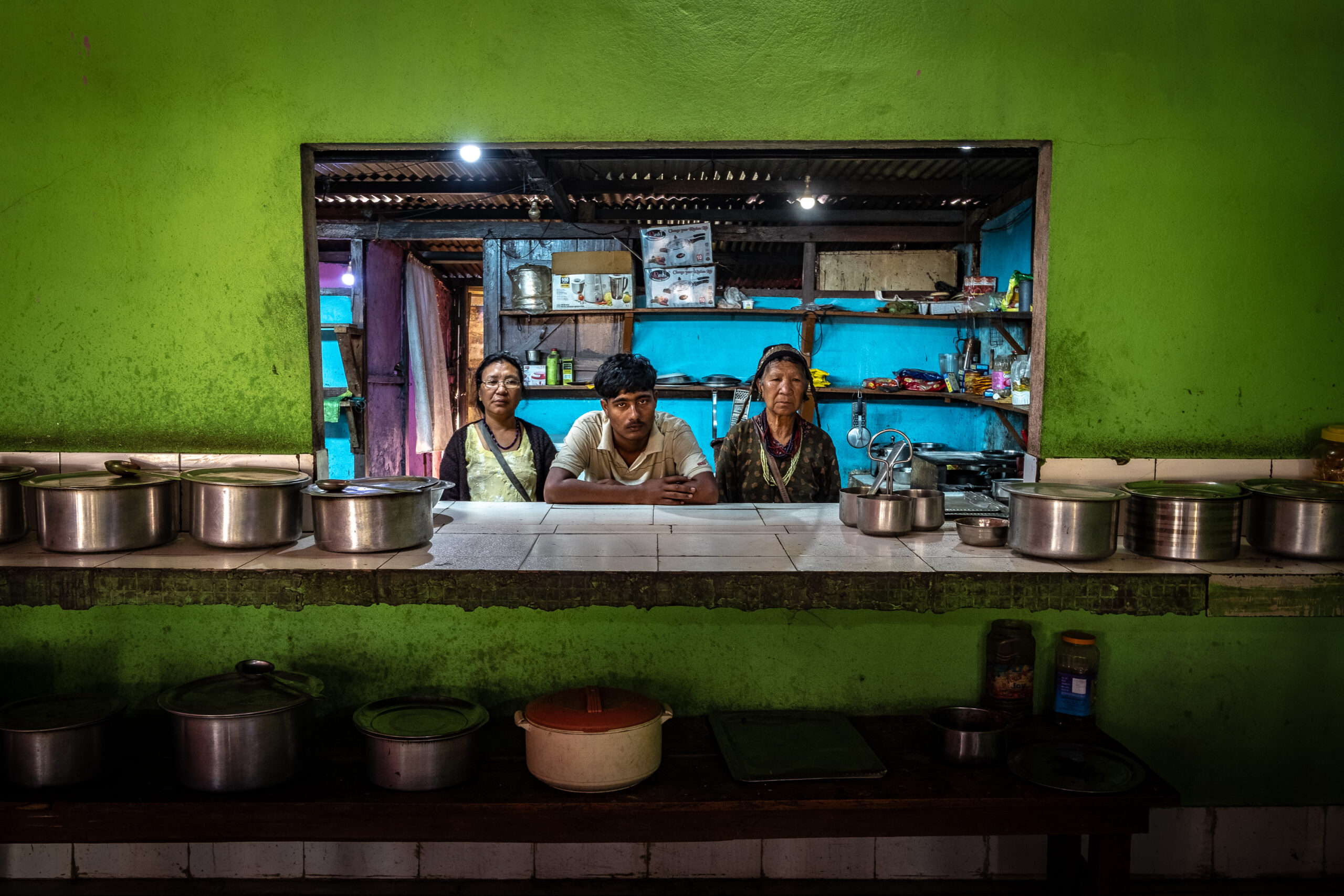 Interieur van een traditionele keuken in India.